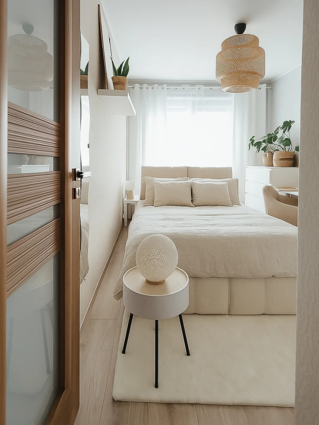 Narrow Serene Small Bedroom