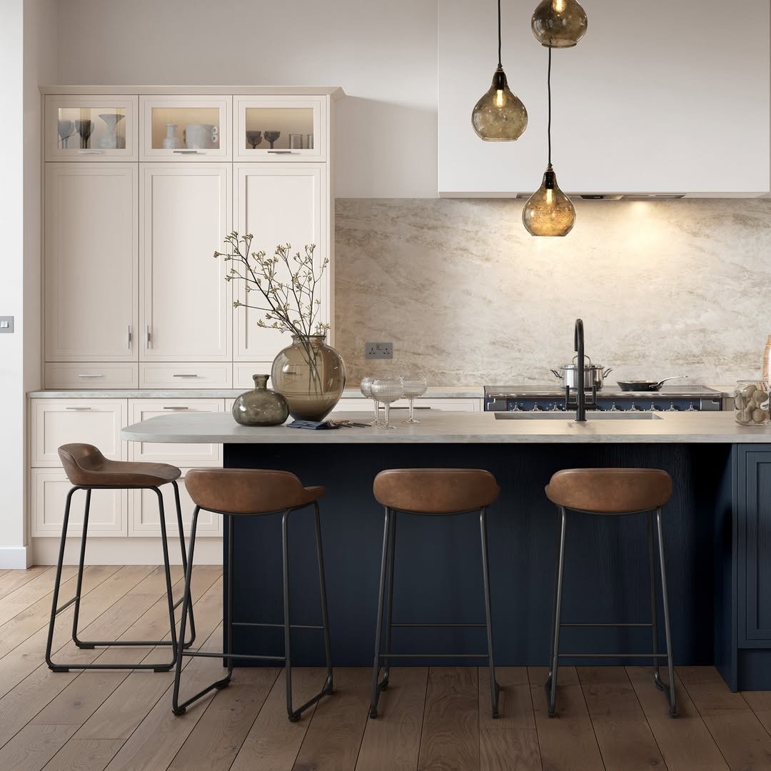 Navy and Cream Kitchen Contrast