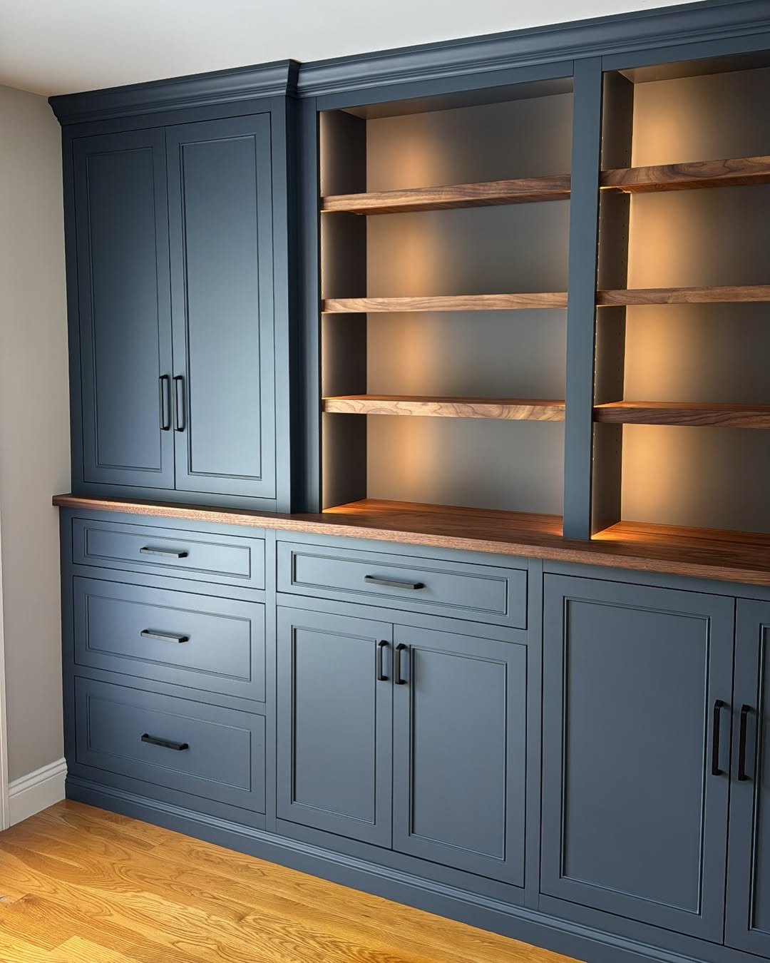 Navy Backlit Library Built-In