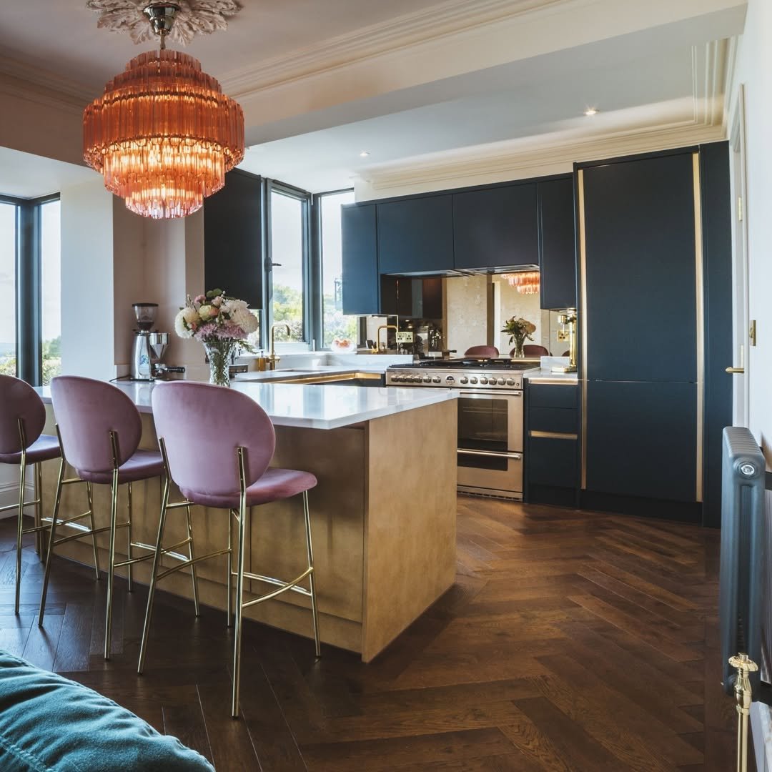 Navy Leather Stools