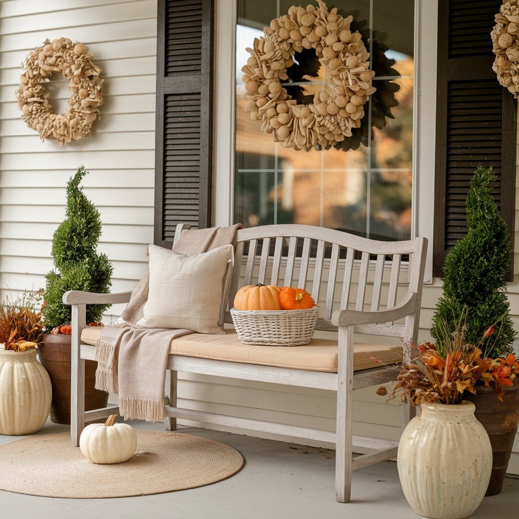Neutral Harvest Bench Decor