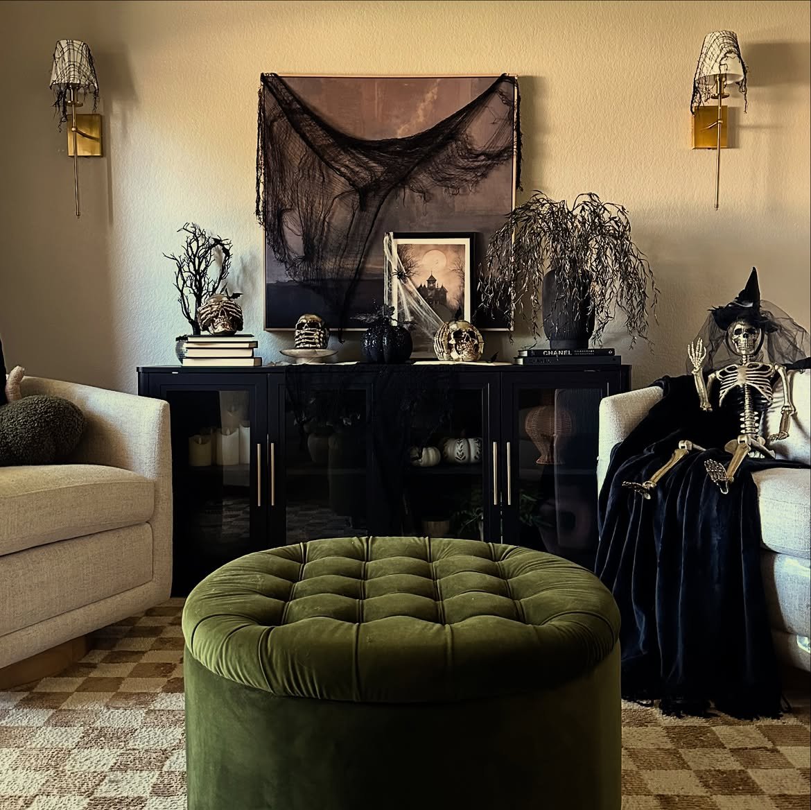 Neutral Sofa Halloween Backdrop