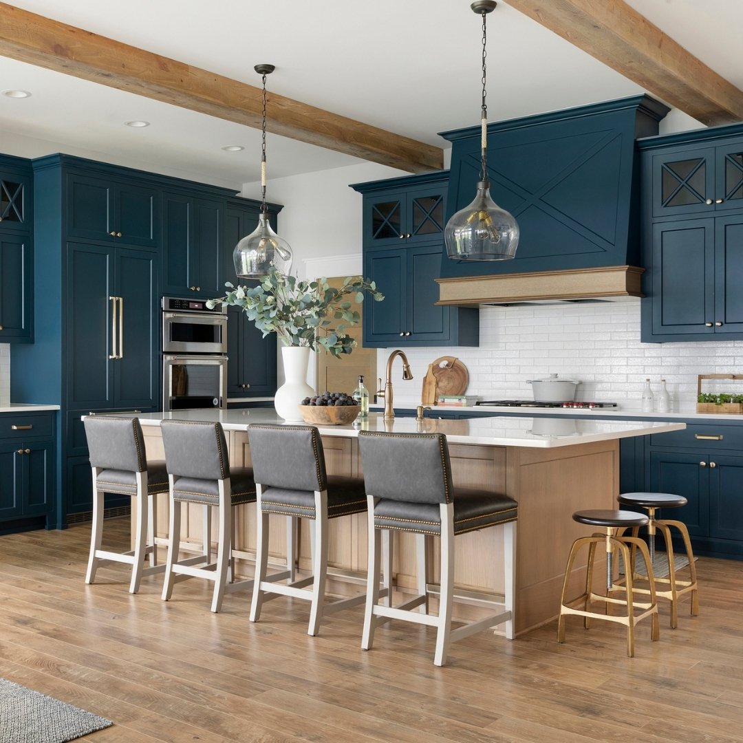 Oak Island in a Navy Kitchen