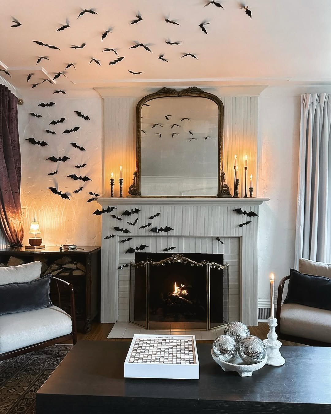 Off-Mantel Ceiling Bat Decor