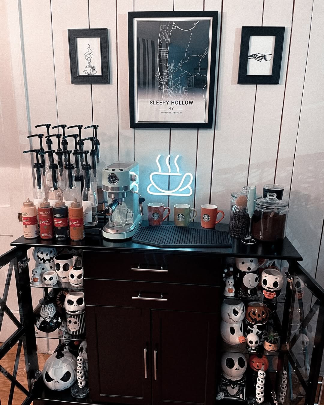 Open Shelves Around an Espresso Machine