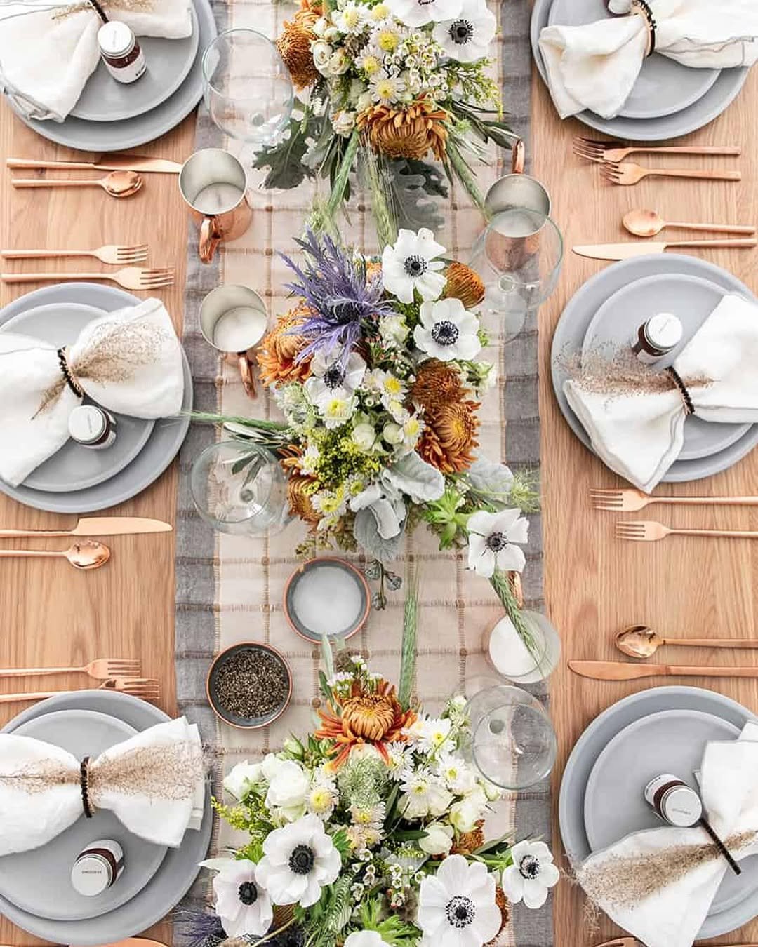 Overhead Copper Anemone Tablescape