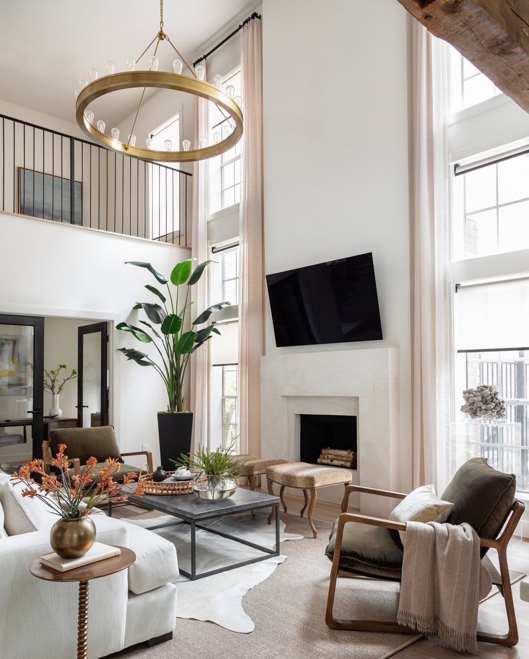 Oversized Brass Ring Chandelier