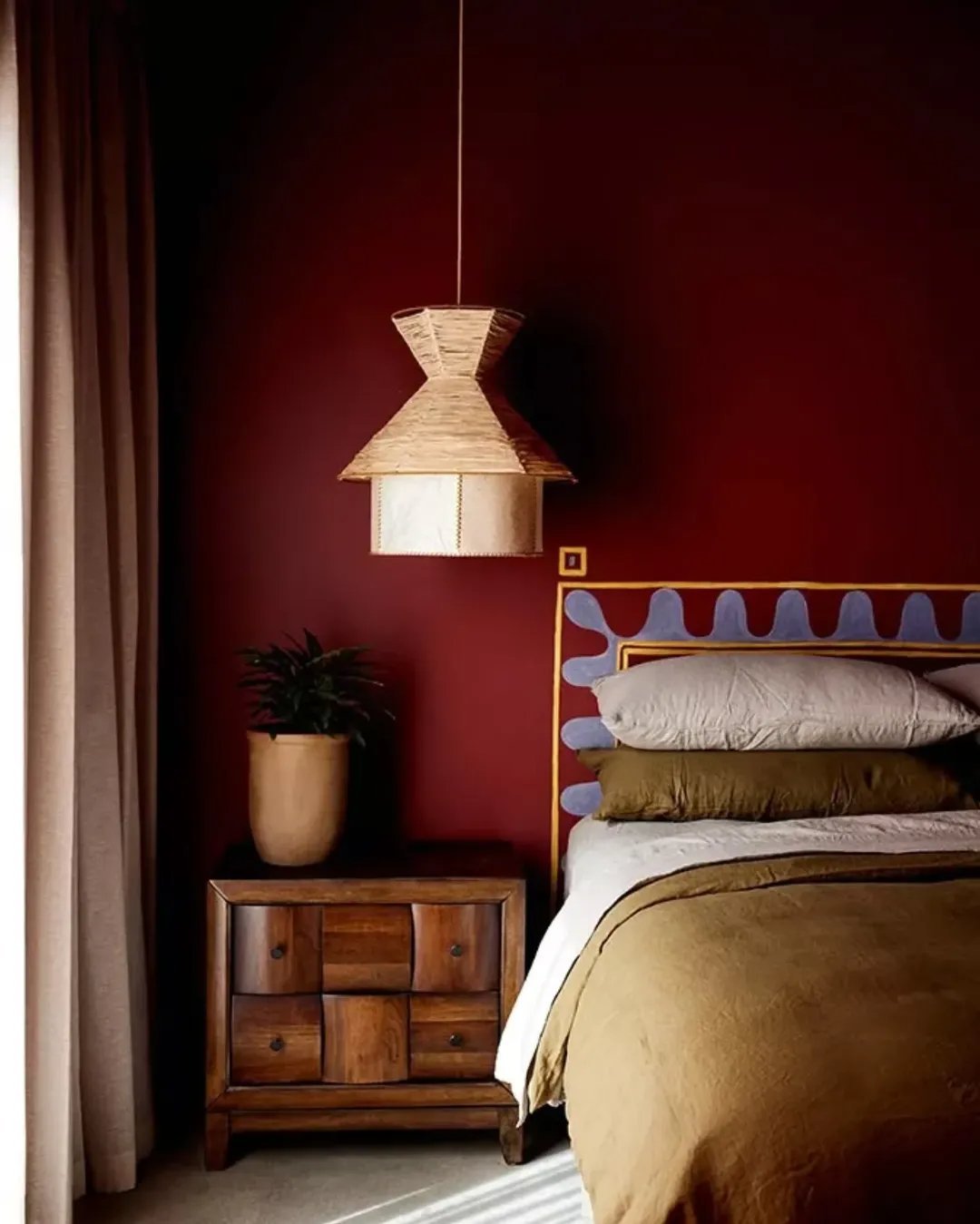 Oxblood Scalloped Headboard