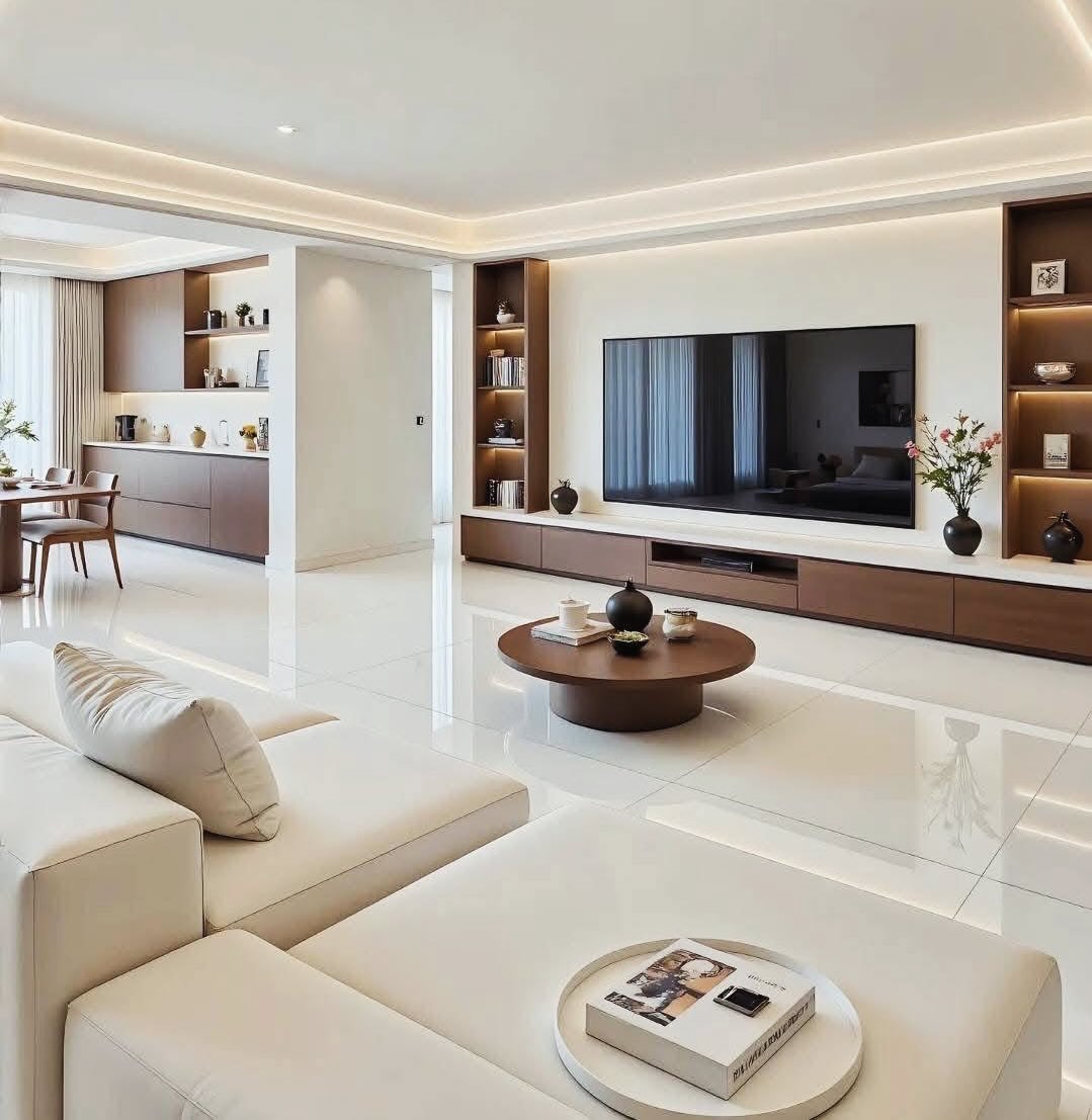 Pale Wall-to-Wall Travertine Floor