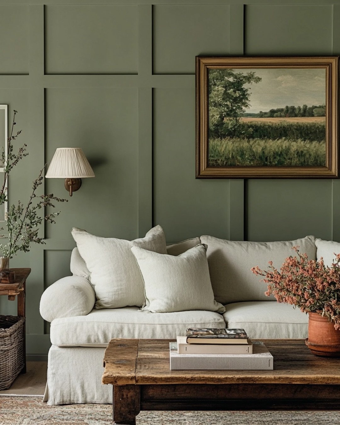 Pastoral Green Wall Panelling