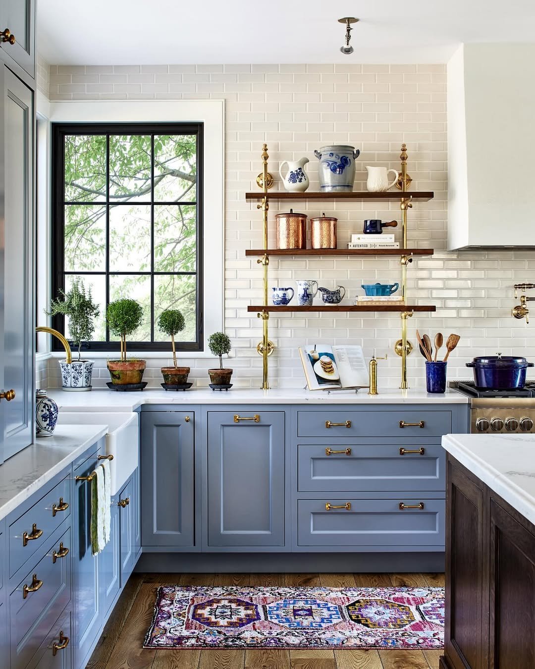Periwinkle and Brass Kitchen Scheme