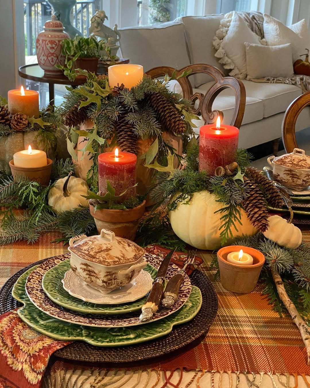 Pine Bough Tartan Table