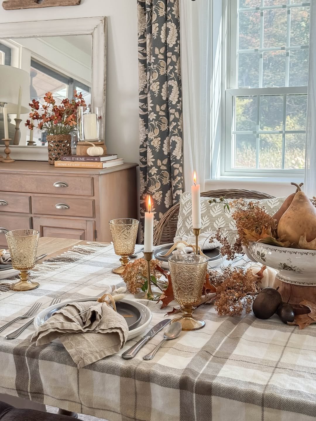 Plaid with Hydrangeas