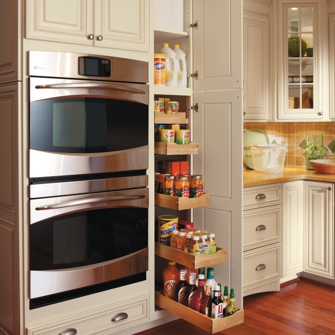 Pull-Out Storage Tower Beside Ovens