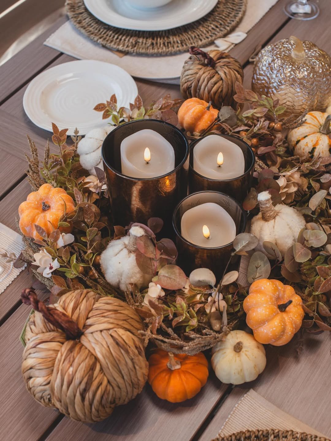 Pumpkin candlelight wreath