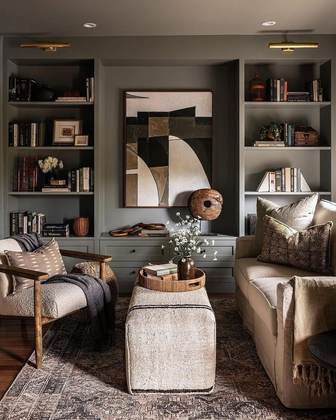 Quiet Gray-Green Built-In Storage