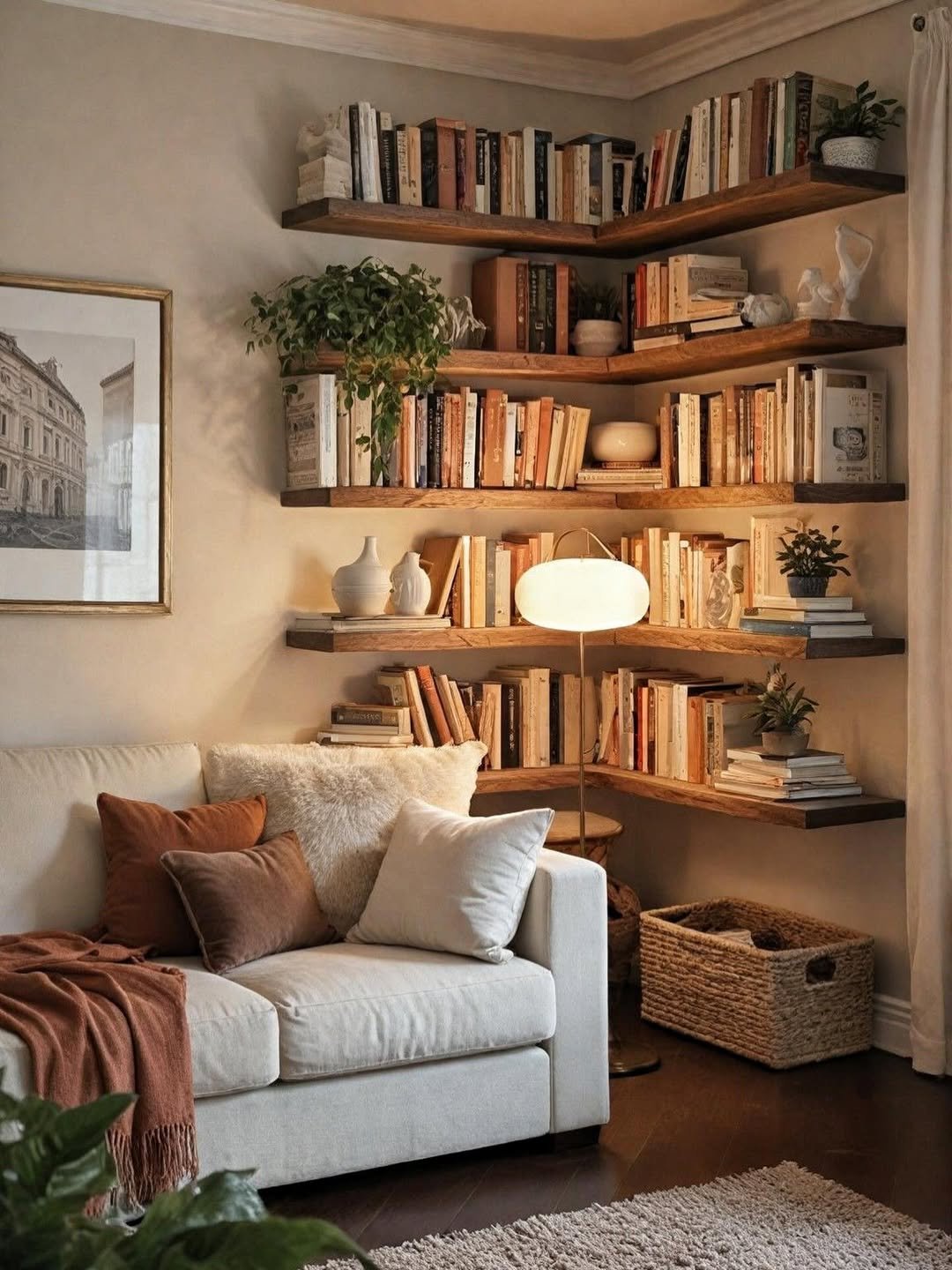 Reading Corner with Warm Minimal Style