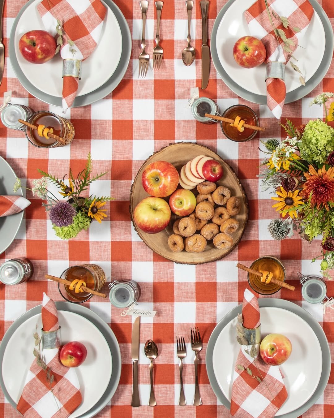Red and White Buffalo Check Fall Table