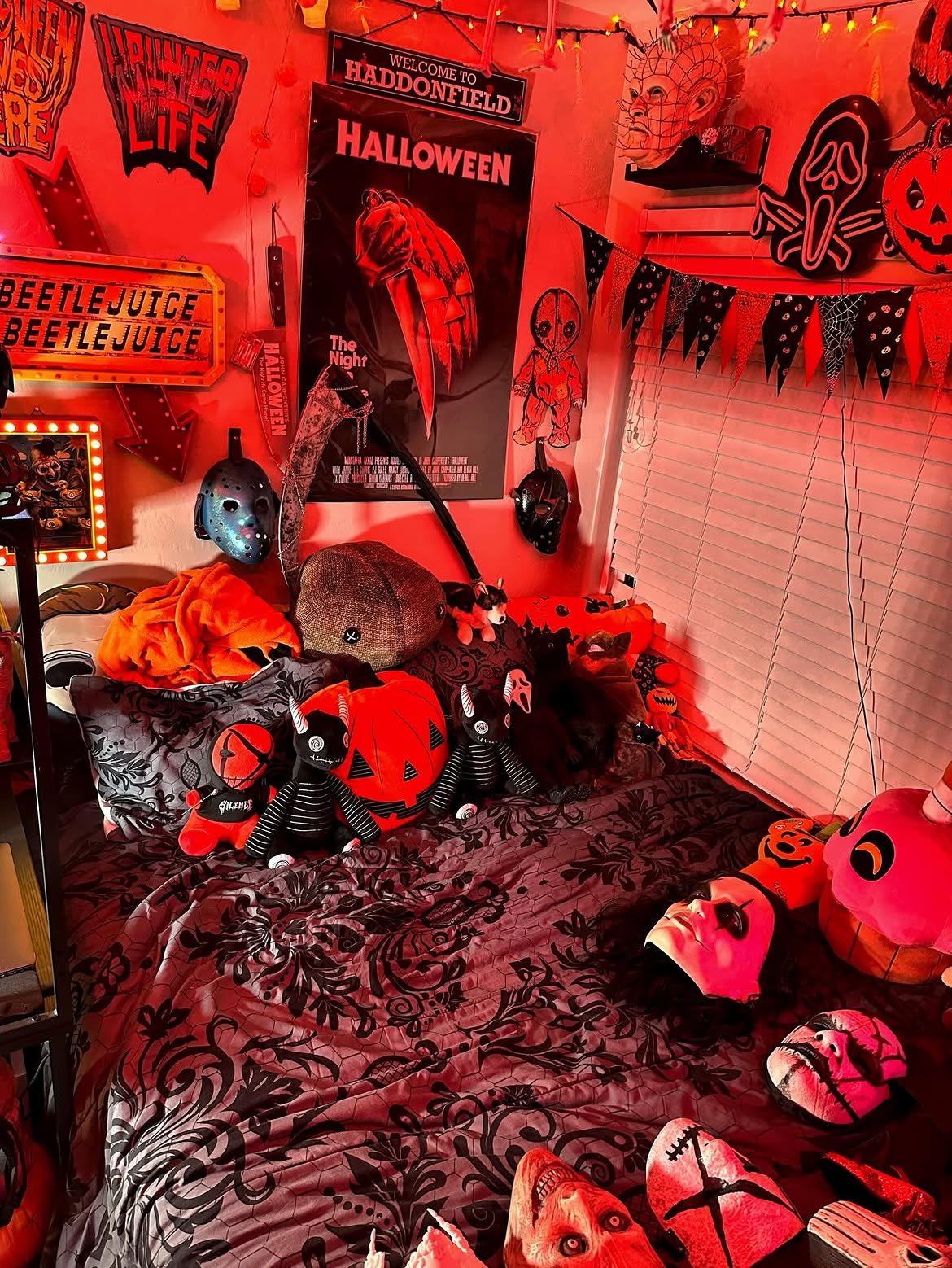 Red Lighting Horror Bedroom Display