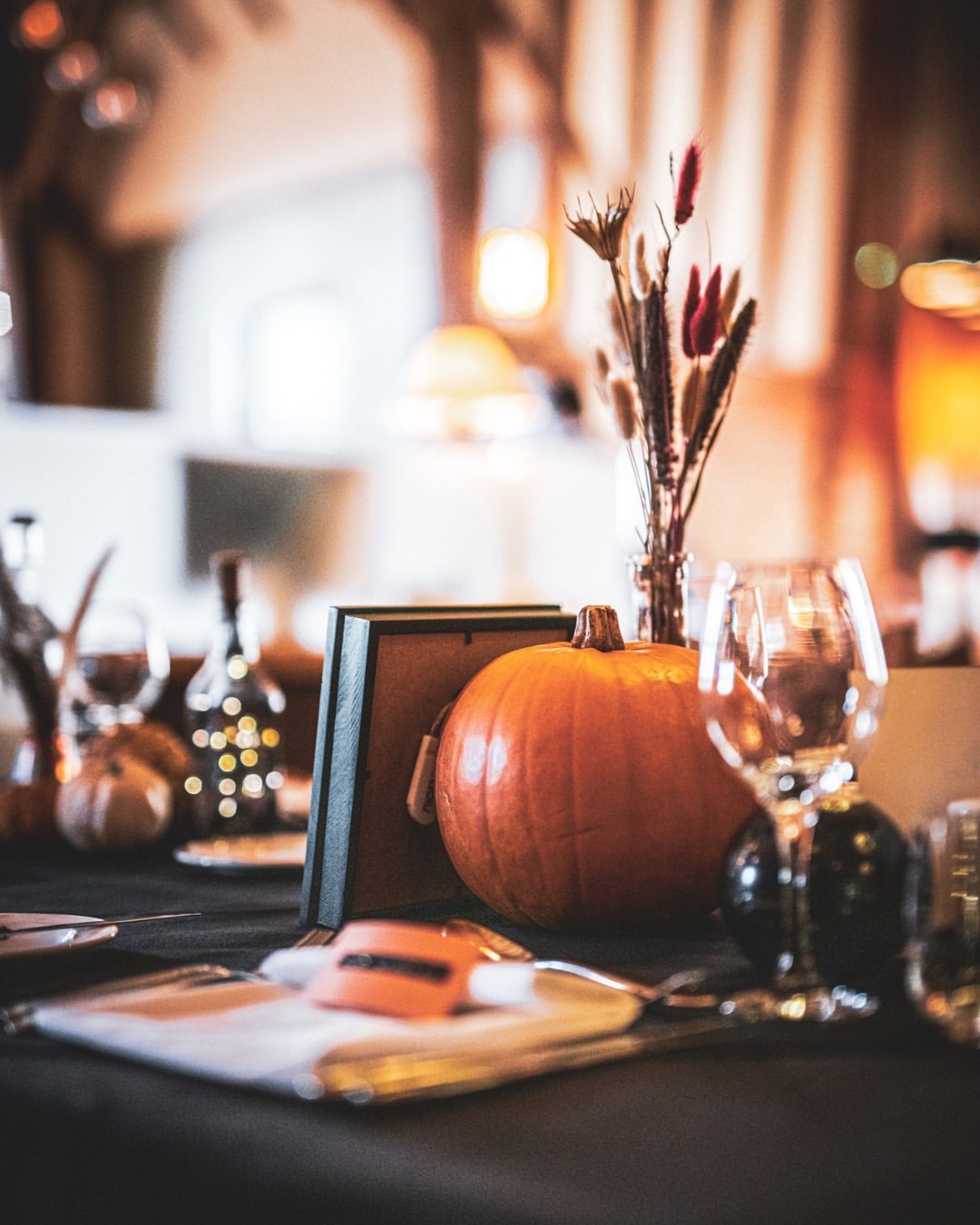 Restaurant-Inspired Moody Pumpkin Table
