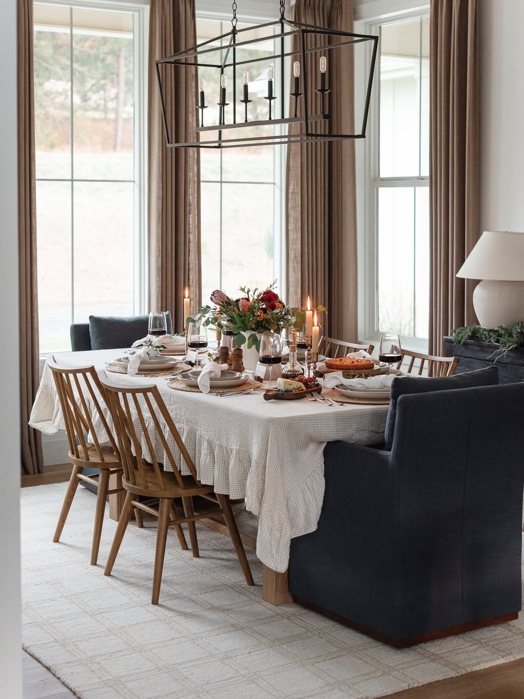 Ruffled Gingham Linen Tablecloth