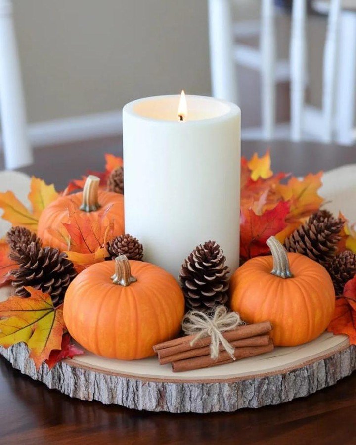 Rustic Autumn Candle Centerpiece