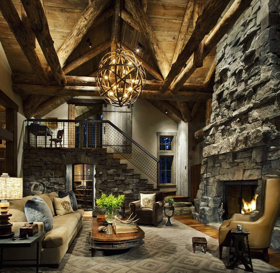 Rustic Beamed Cathedral Ceiling