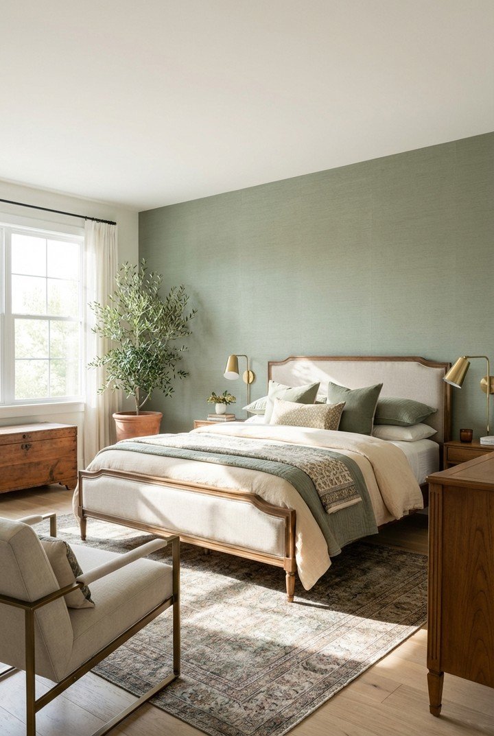 Sage Grasscloth Wall Treatment