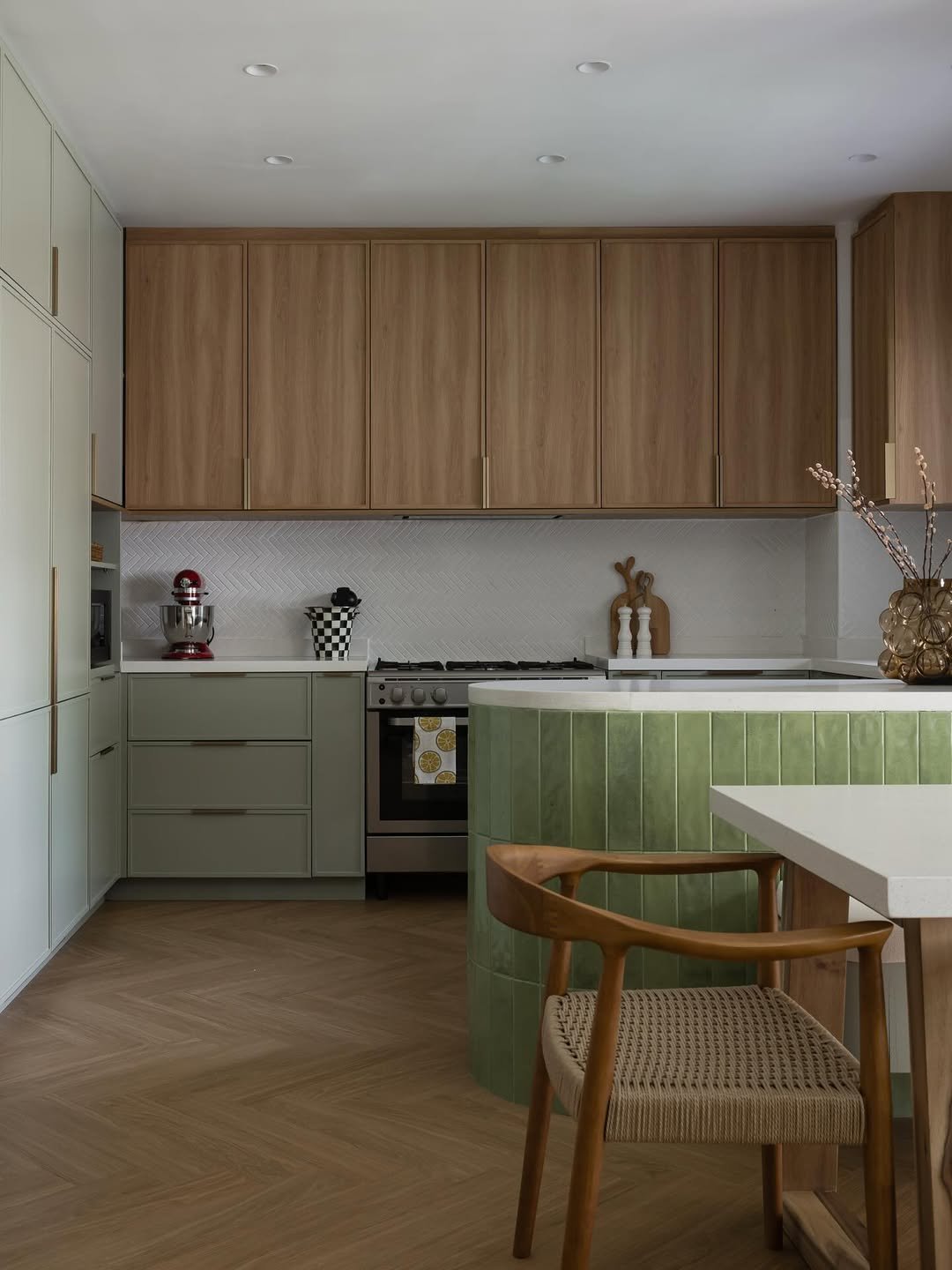 Sage Green and Wood Kitchen