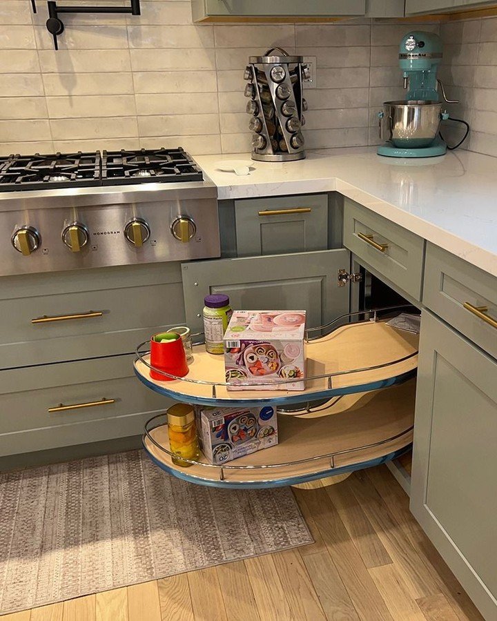 Sage Green Blind-Corner Cabinet