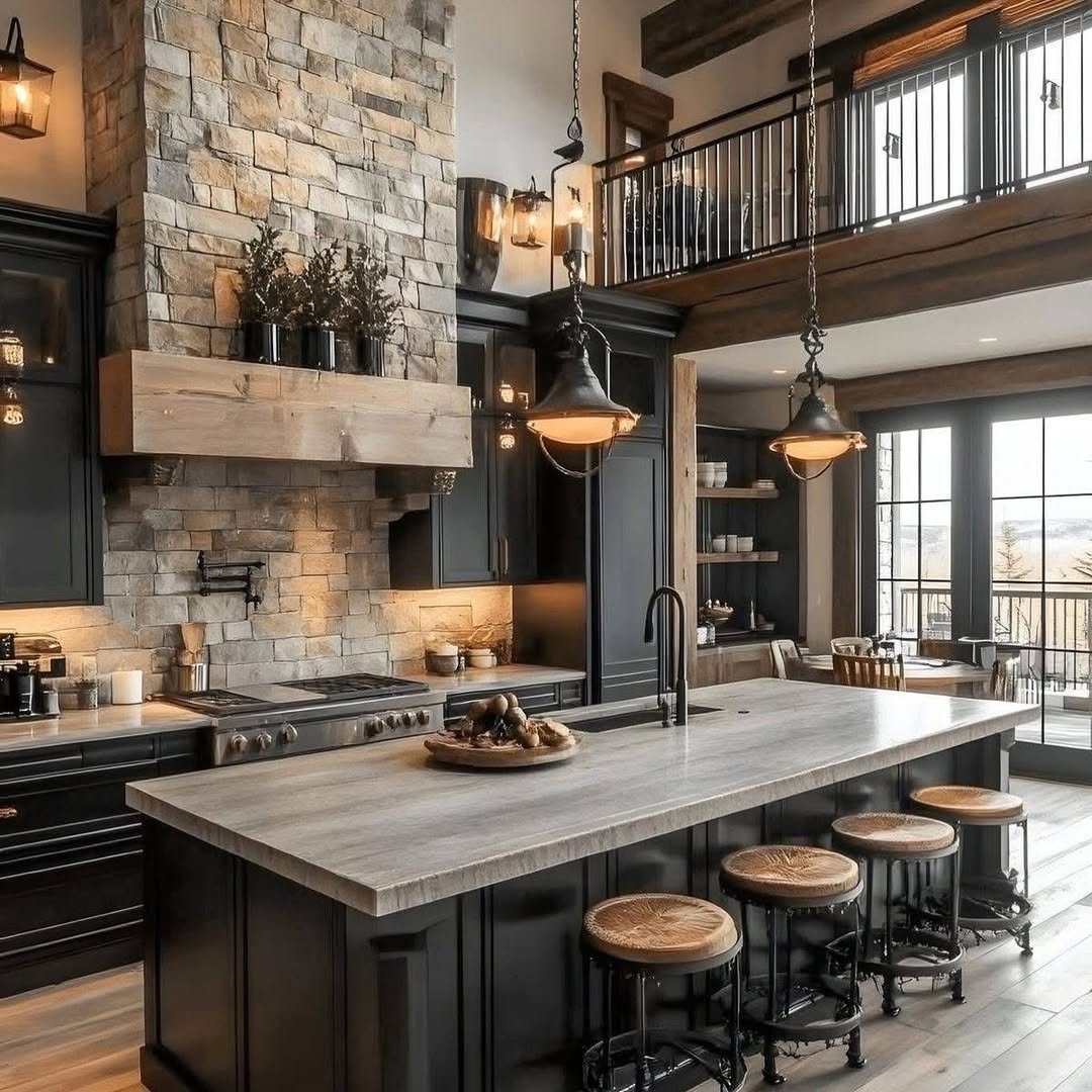 Sage Green Cabin Kitchen