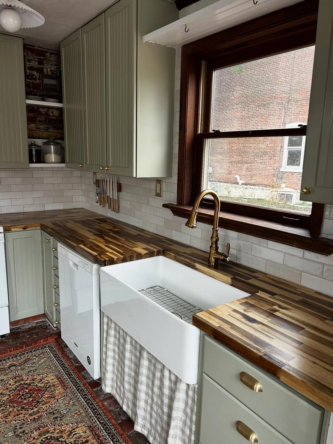 Sage Green Kitchen With Farmhouse Sink