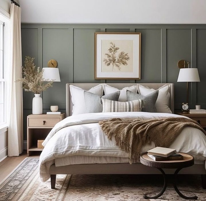 Sage Paneled Bedroom Scheme