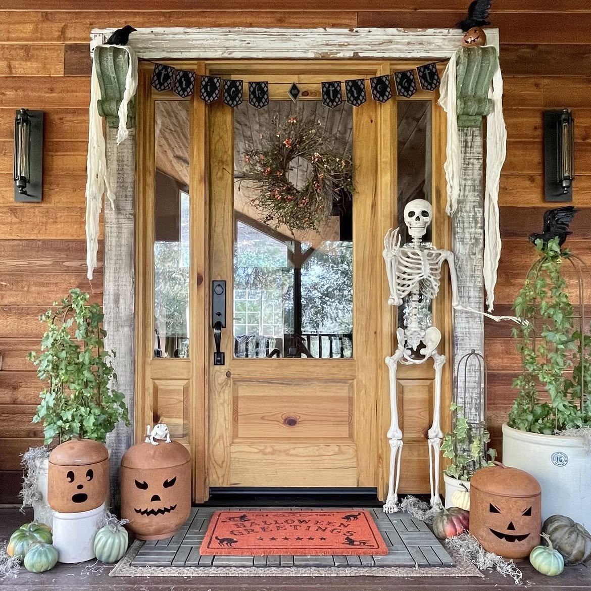 Skeleton Entryway Display With Optional Wreath