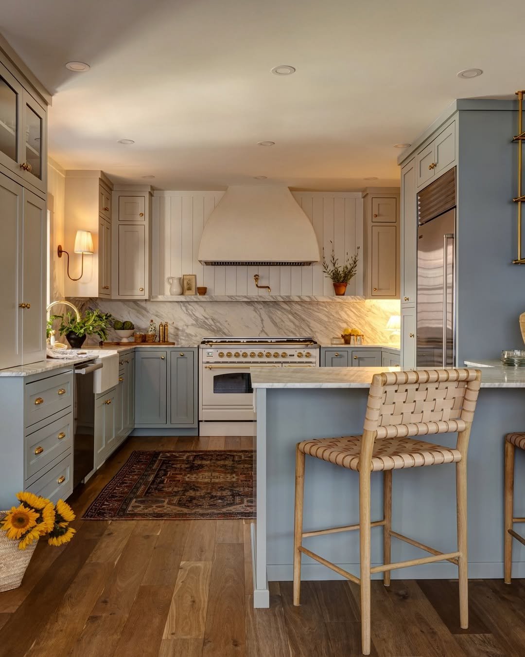 Soft Blue Greige and Cream Range Wall