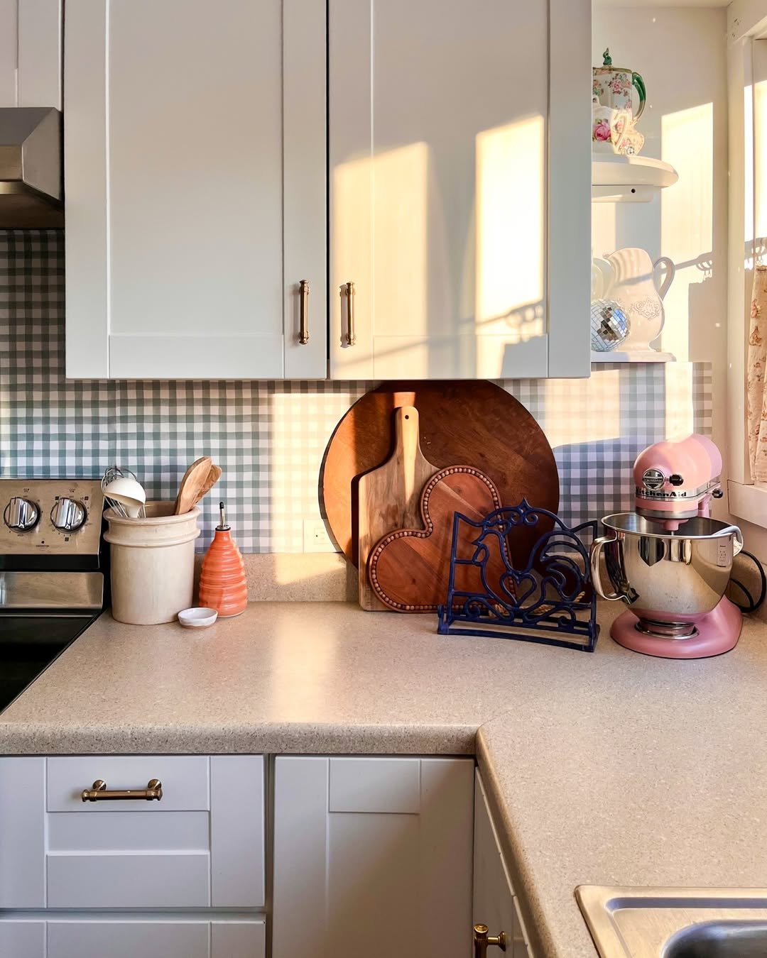 Soft Gingham Kitchen Styling