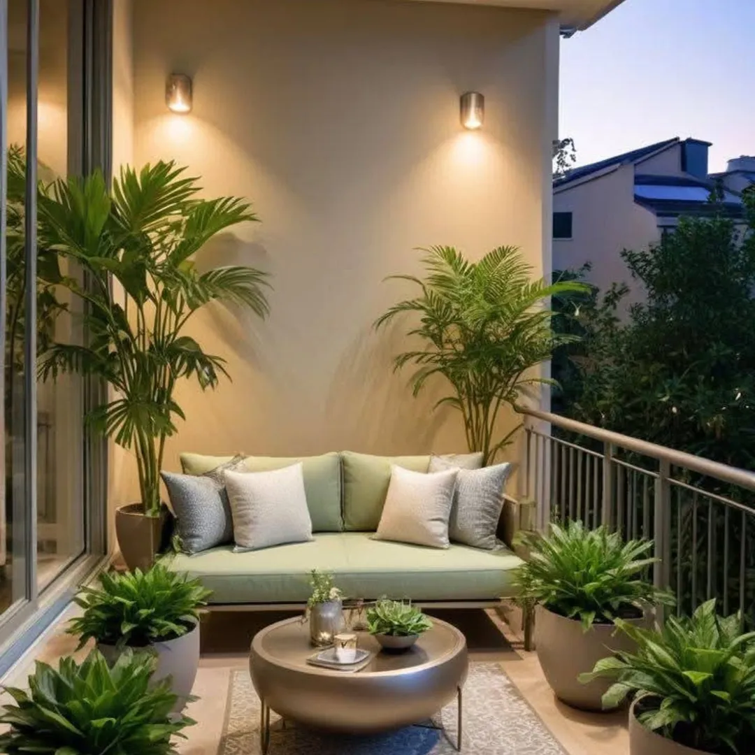 Soft Glow Balcony Garden Lounge