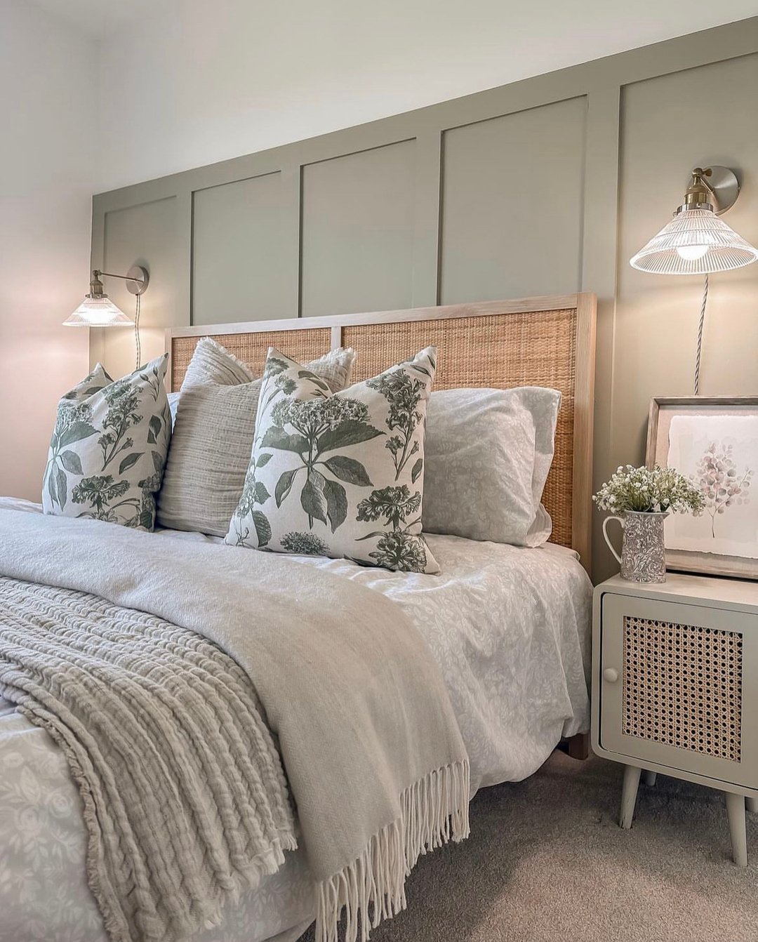 Soft Sage Floral Bedroom Scheme