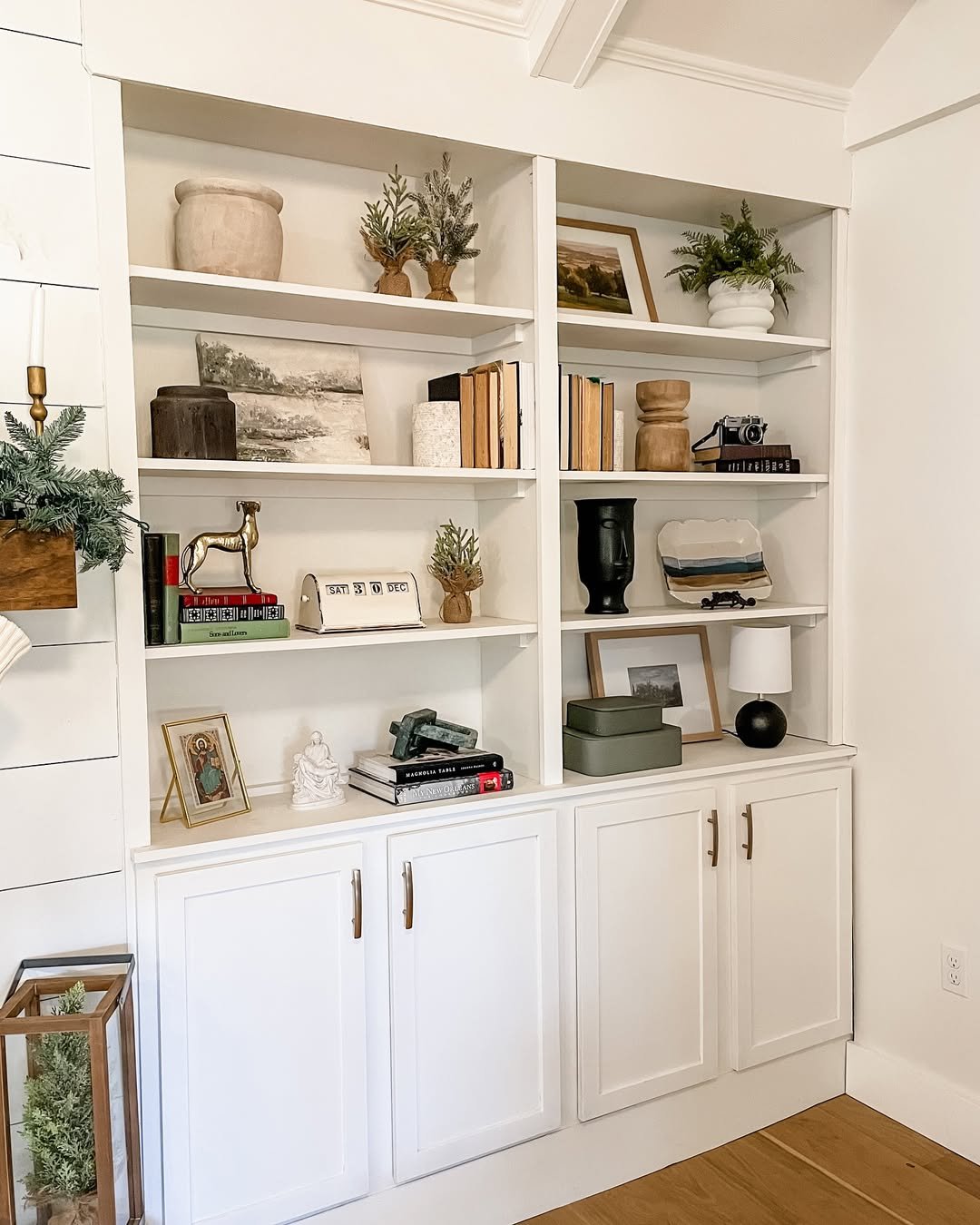 Soft White Open Shelving and Shaker Cabinets