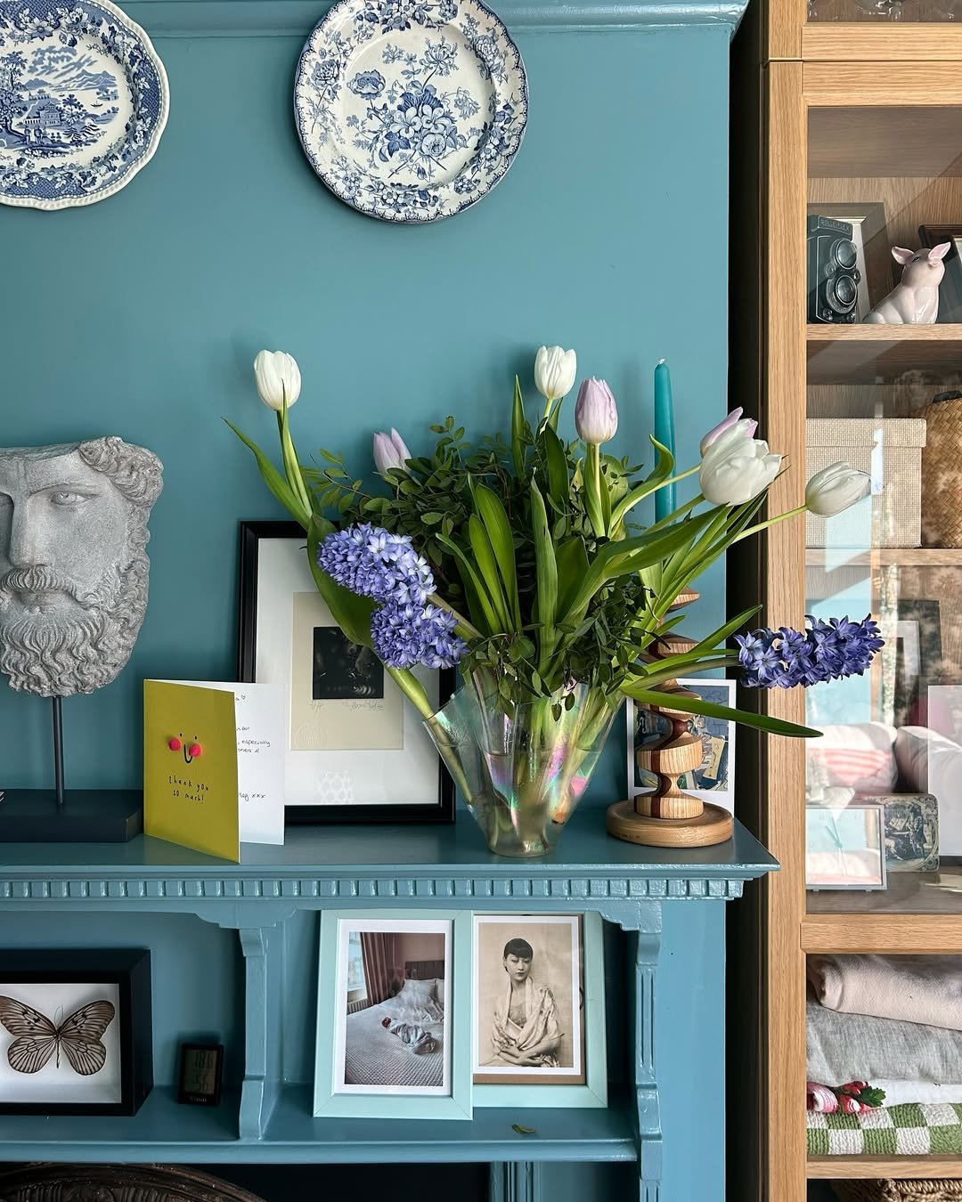 Spring Tulip and Hyacinth Mantle Styling
