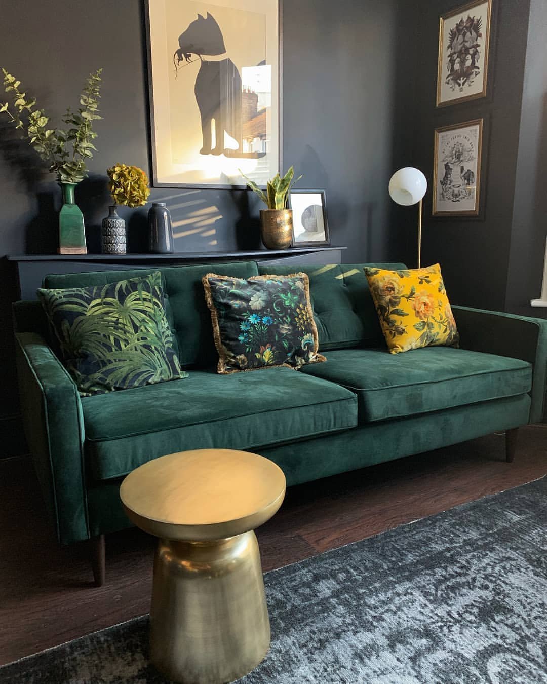 Statement Sofa in Green Velvet