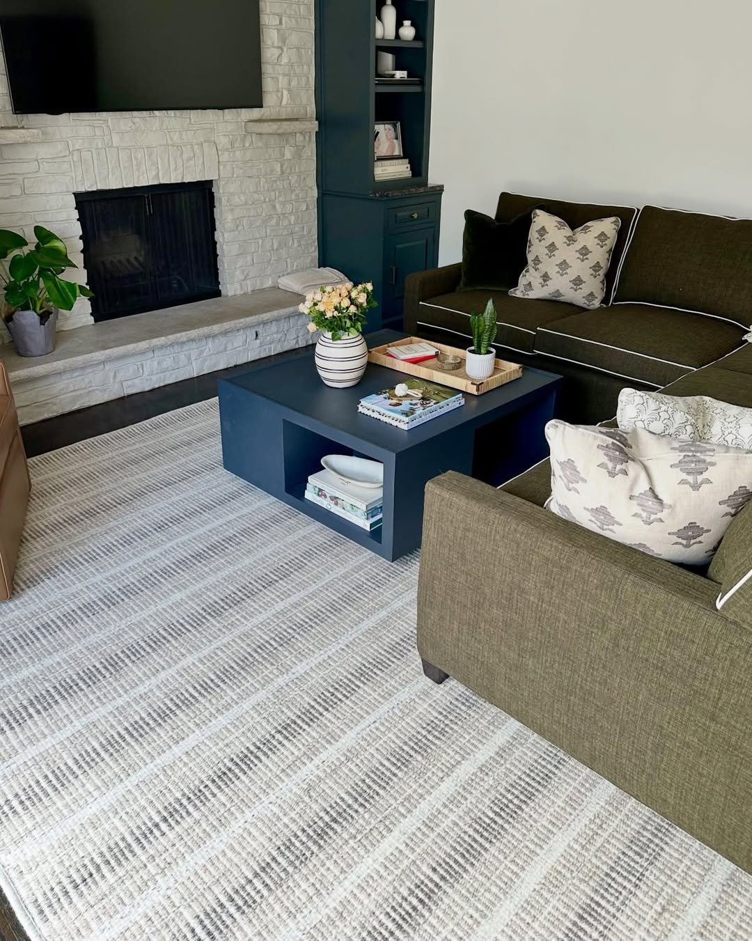 Steel Blue Stripe Rug