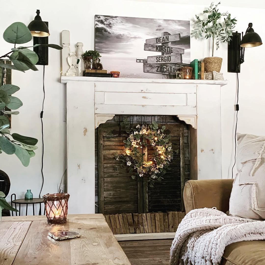 Stone Surround with Poinsettias