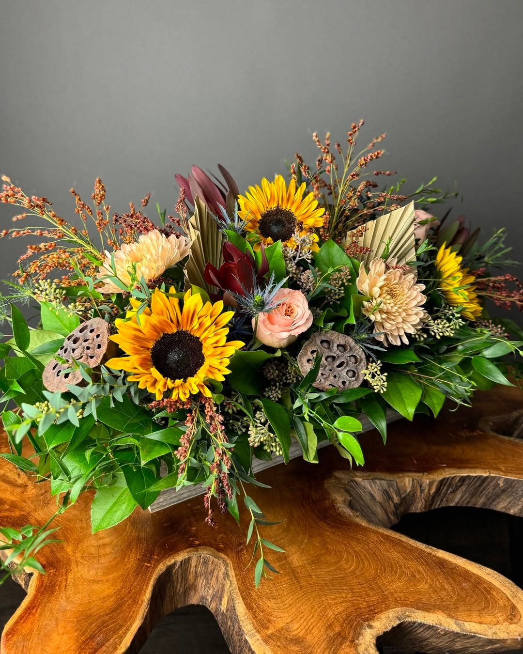 Sunflower and Lotus Centerpiece