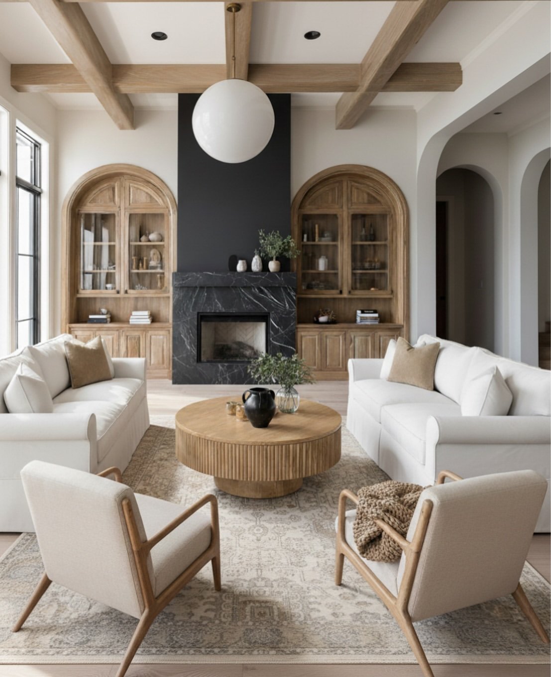 Symmetrical Arched Cabinet Living Room
