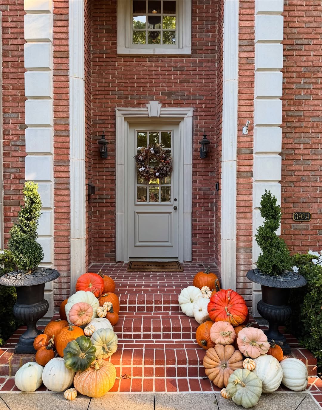 Symmetrical Fall Pumpkin Arrangement