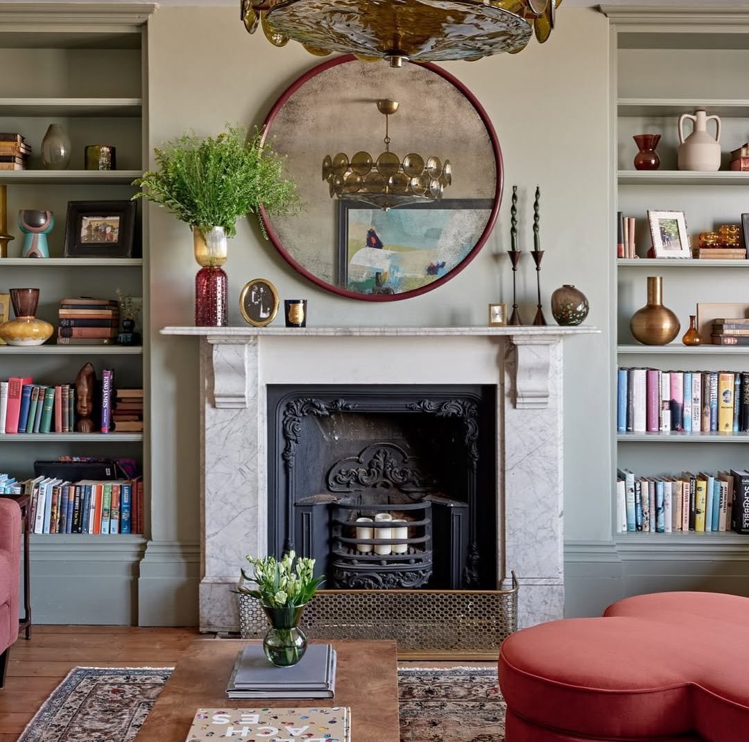 Terracotta Mirror Above Fireplace