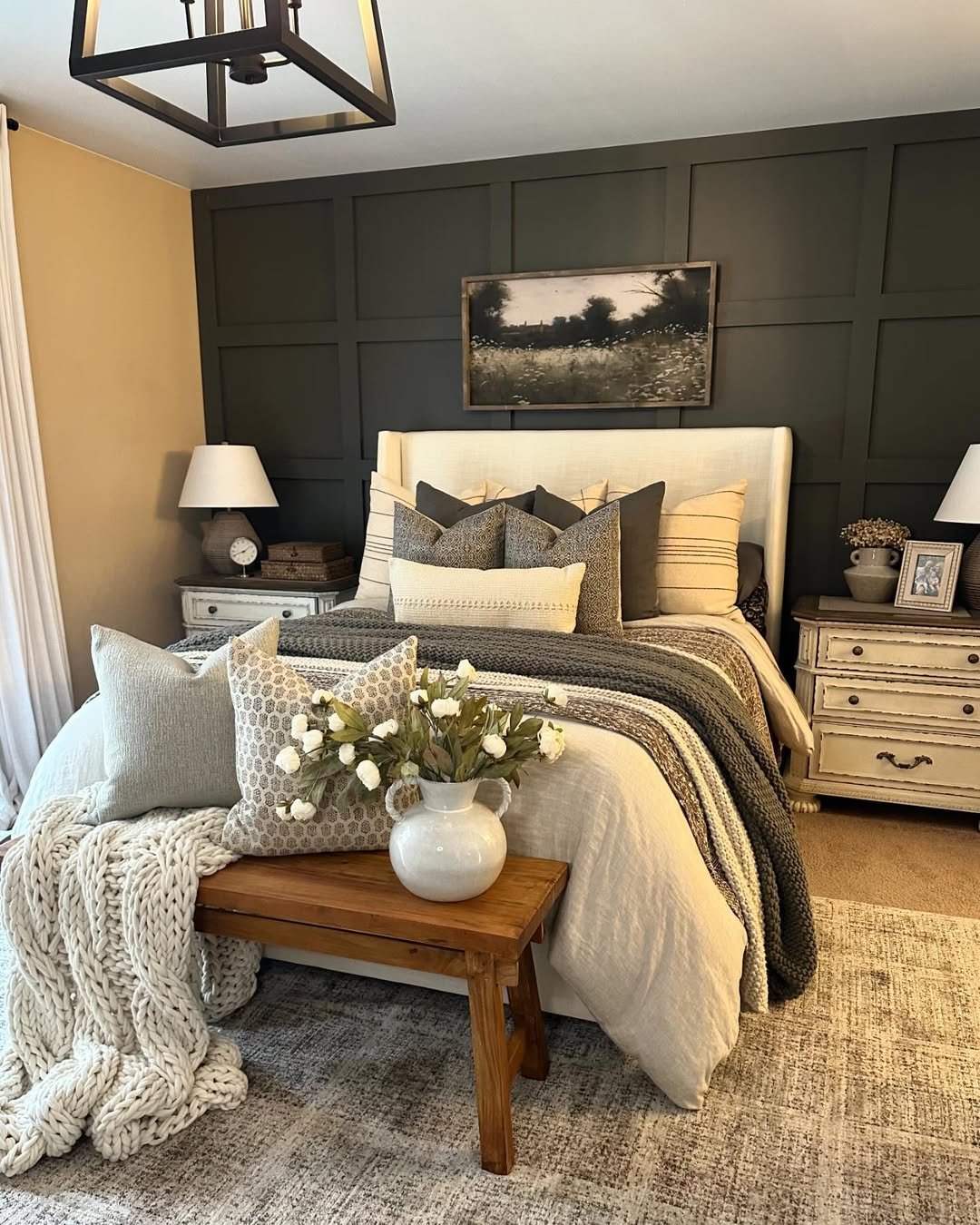 Textured Moody Farmhouse Bedroom