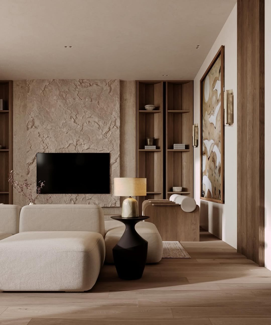 Textured Sandy Plaster TV Wall