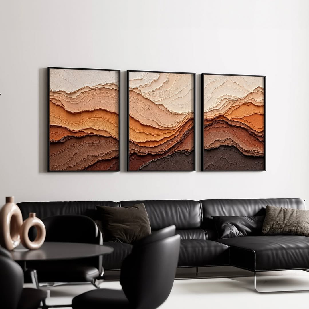 Three Panel Earth Tone Art